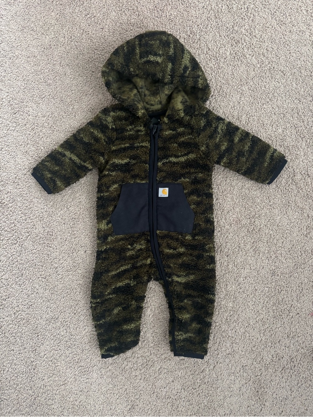 Carhartt Kids Olive Camo Fleece Hooded One-Piece